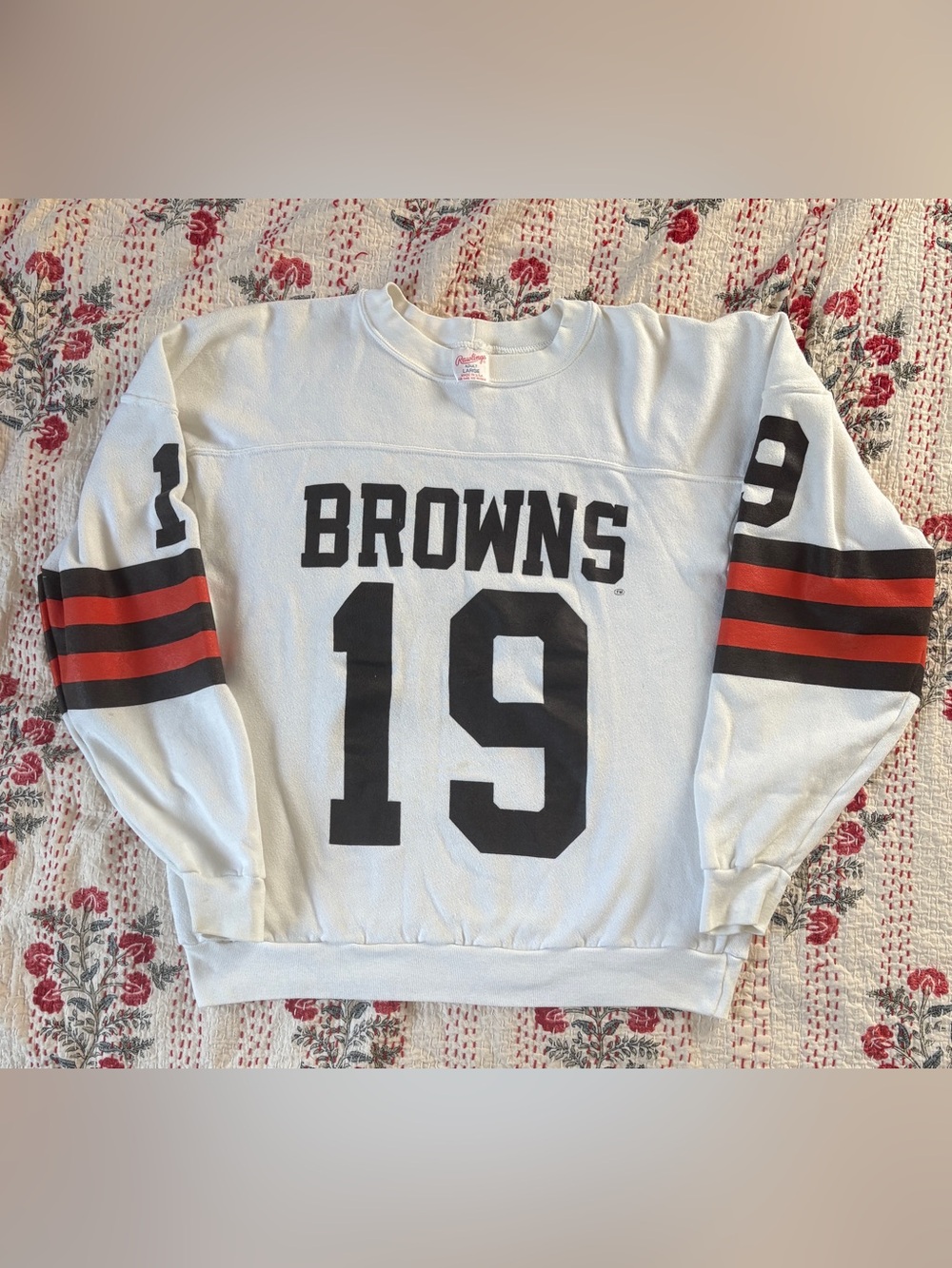 Vintage 90’s Cleveland Browns 19 White Sweatshirt size L